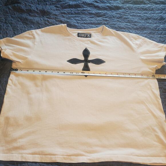 SMFK Official Size S Compass Cross Vintage Oversized Tee White FLAW - Picture 6 of 9